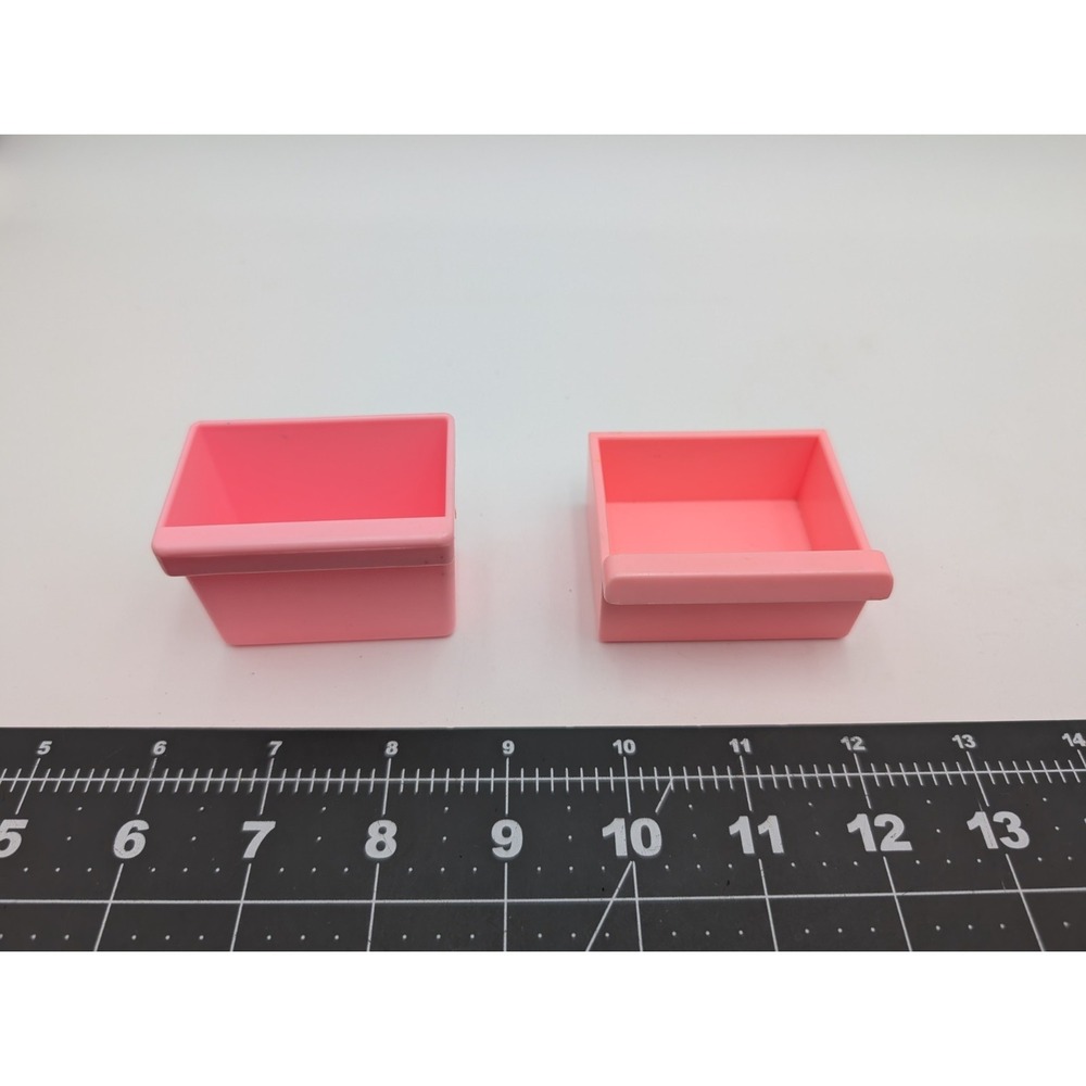 Playskool Dollhouse Pink Refrigerator Fridge Veggie Drawer Replacement Lot of 2